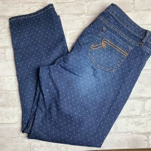 Women With Control Polka Dot Blue Jeans Tapered Leg Some Stretch 18W